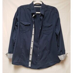 7 Diamonds Men’s Blue Long Sleeve Button-Up Shirt Sz L PO Excellent